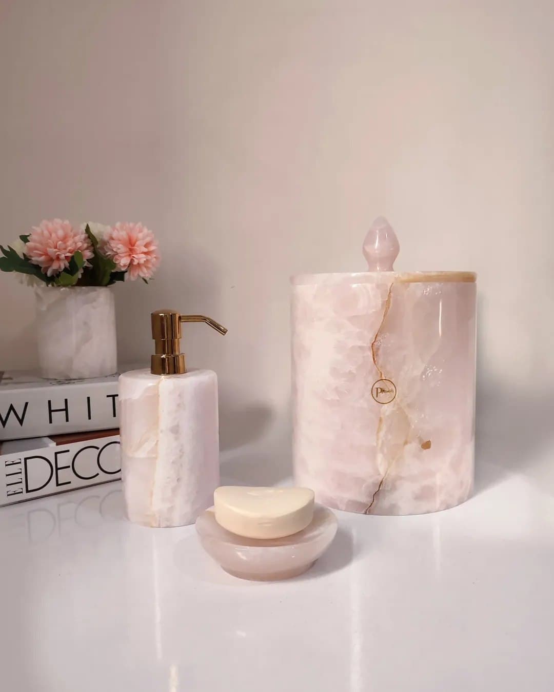 ست سرویس بهداشتی سنگ مرمر صورتی پرنسا