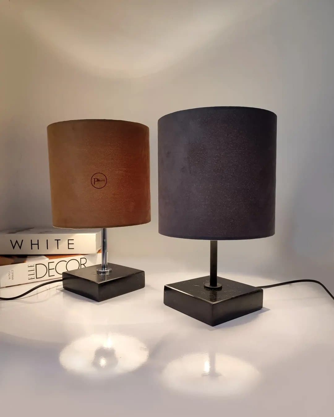 آباژور رومیزی پایه سنگ مرمر مشکی مدل مایا