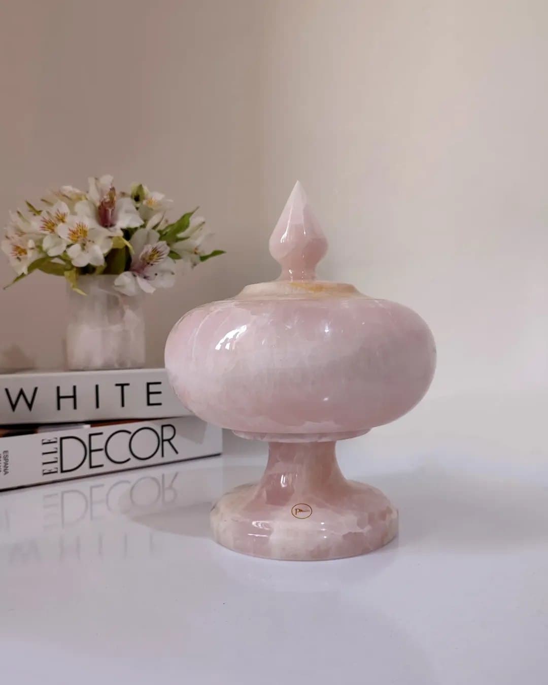 شکلات خوری پایه دار سنگ مرمر صورتی طرح الناز