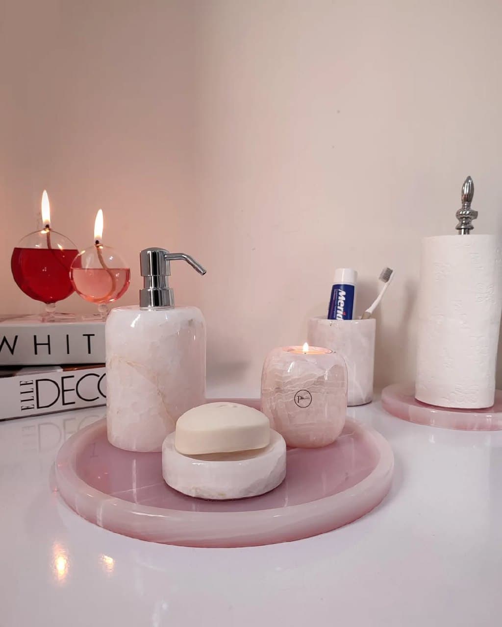 ست سرویس بهداشتی مرمر صورتی مدل لنا