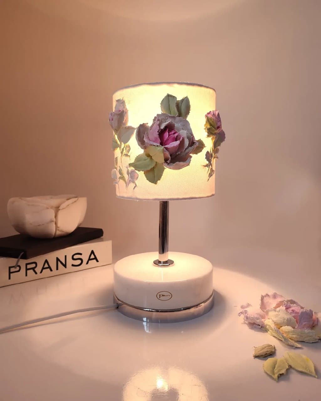 آباژور رومیزی سنگی دستساز طرح رزالین