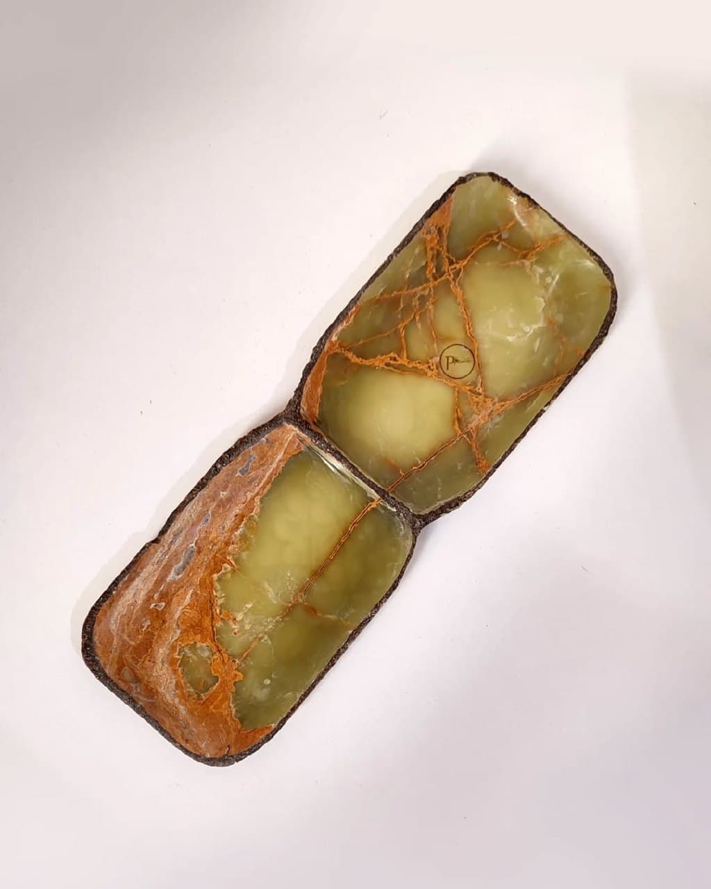 اردوخوری سنگی دو خانه از جنس مرمر سبز طبیعی