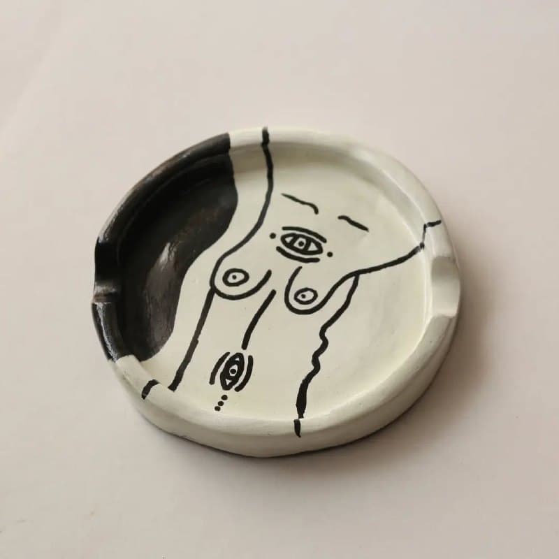 زیرسیگاری سفالی دست ساز طرح سورئال U