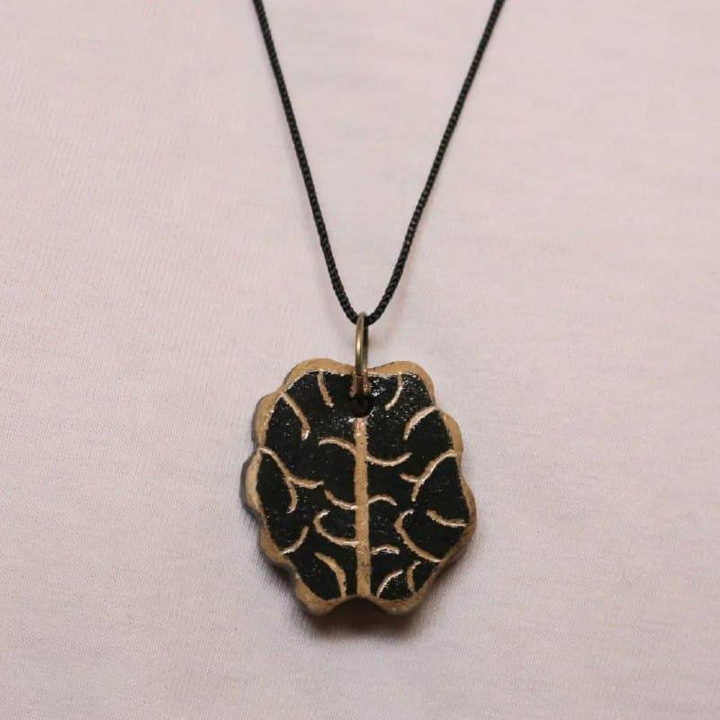 گردنبند سفالی دست ساز طرح مغز