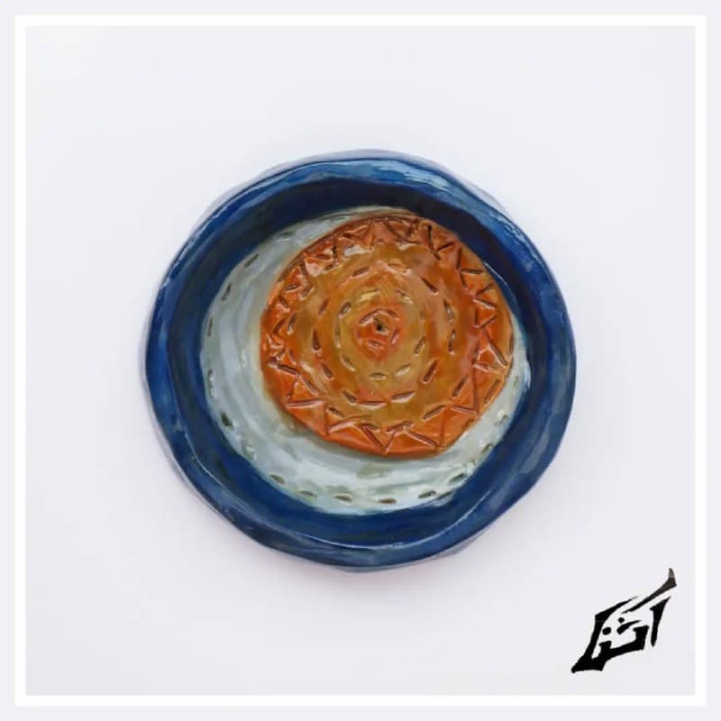 جاعودی سفالی دست ساز طرح ماه و خورشید