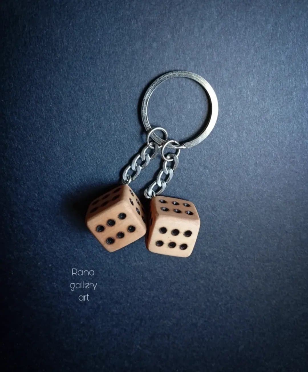 جاکلیدی چوبی دست ساز طرح تاس جفت شش