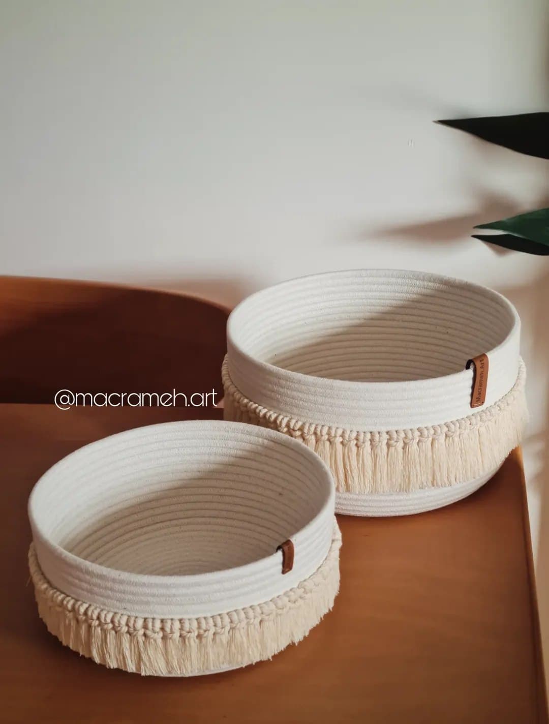 سبد نظم دهنده دستباف قیطانی و مکرومه مدل ریشه دار