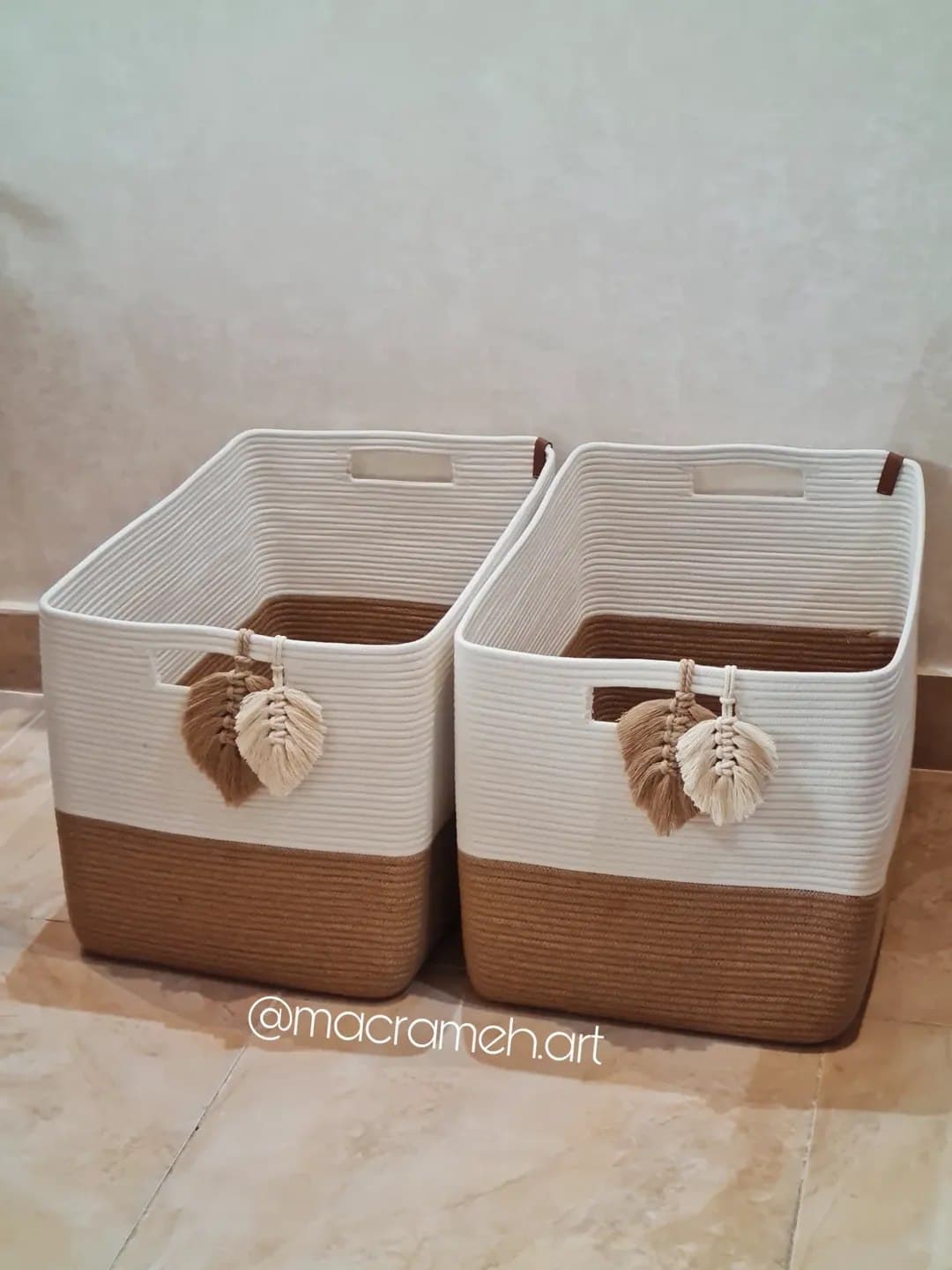 باکس نظم دهنده بزرگ قیطانی و کنفی دست دوز مستطیلی با آویز برگ