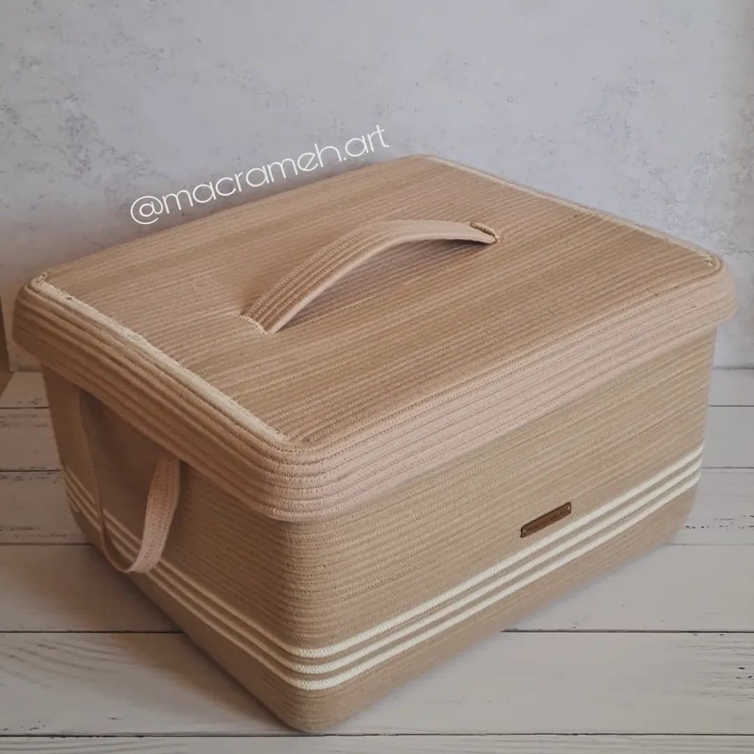 باکس نظم دهنده بزرگ قیطانی درب دار دستبافت مدل مستطیل
