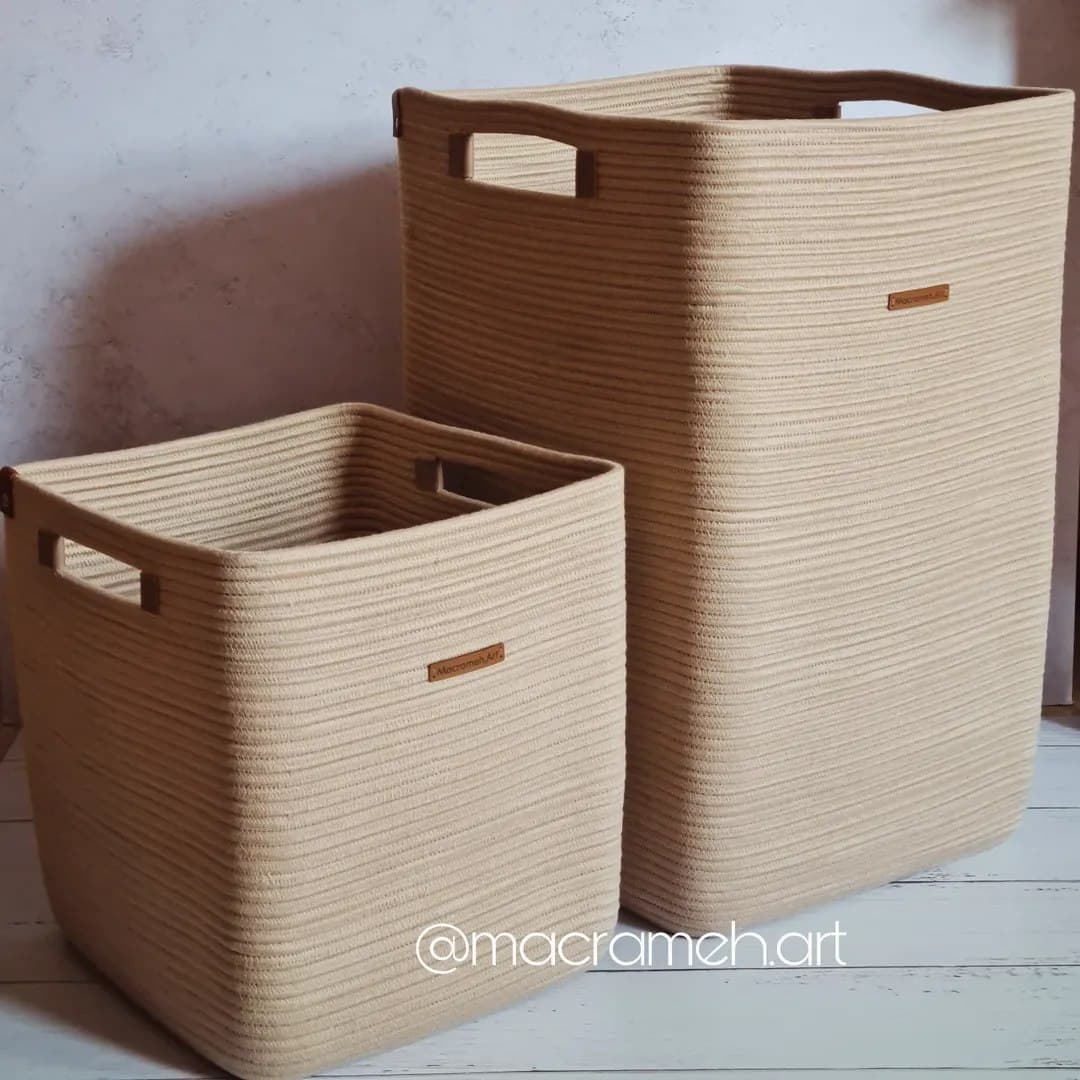 ست دو عددی سبد لاندری و نظم دهنده مکرومه دستبافت