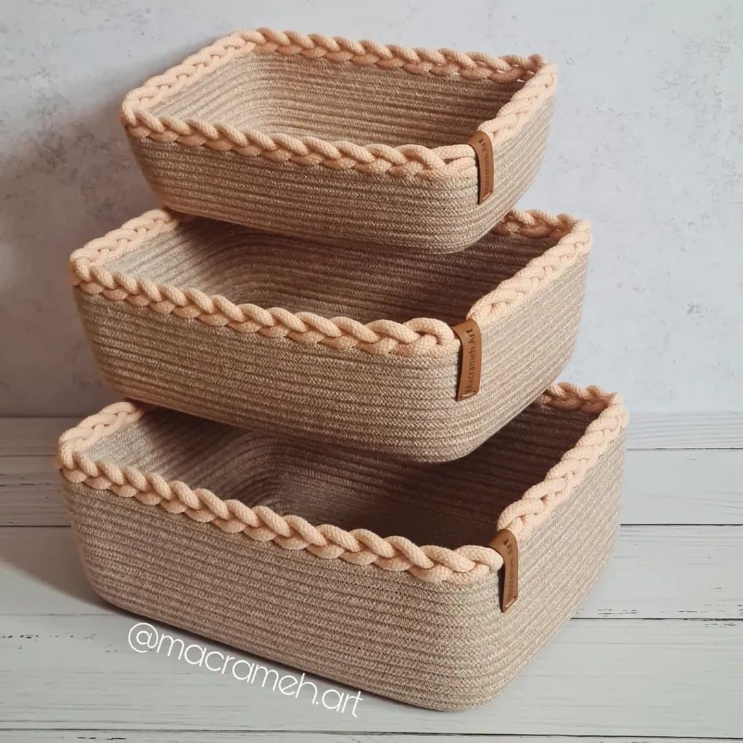 ست سه تایی سبد نظم دهنده قیطانی دستباف