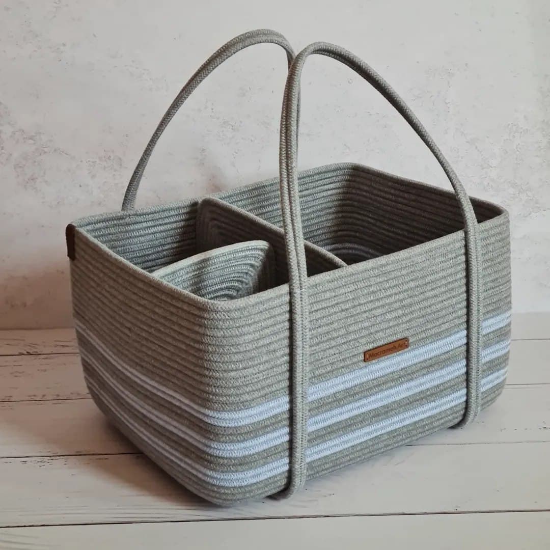 ساک حمل و نظم دهنده لوازم نوزاد قیطانی طوسی