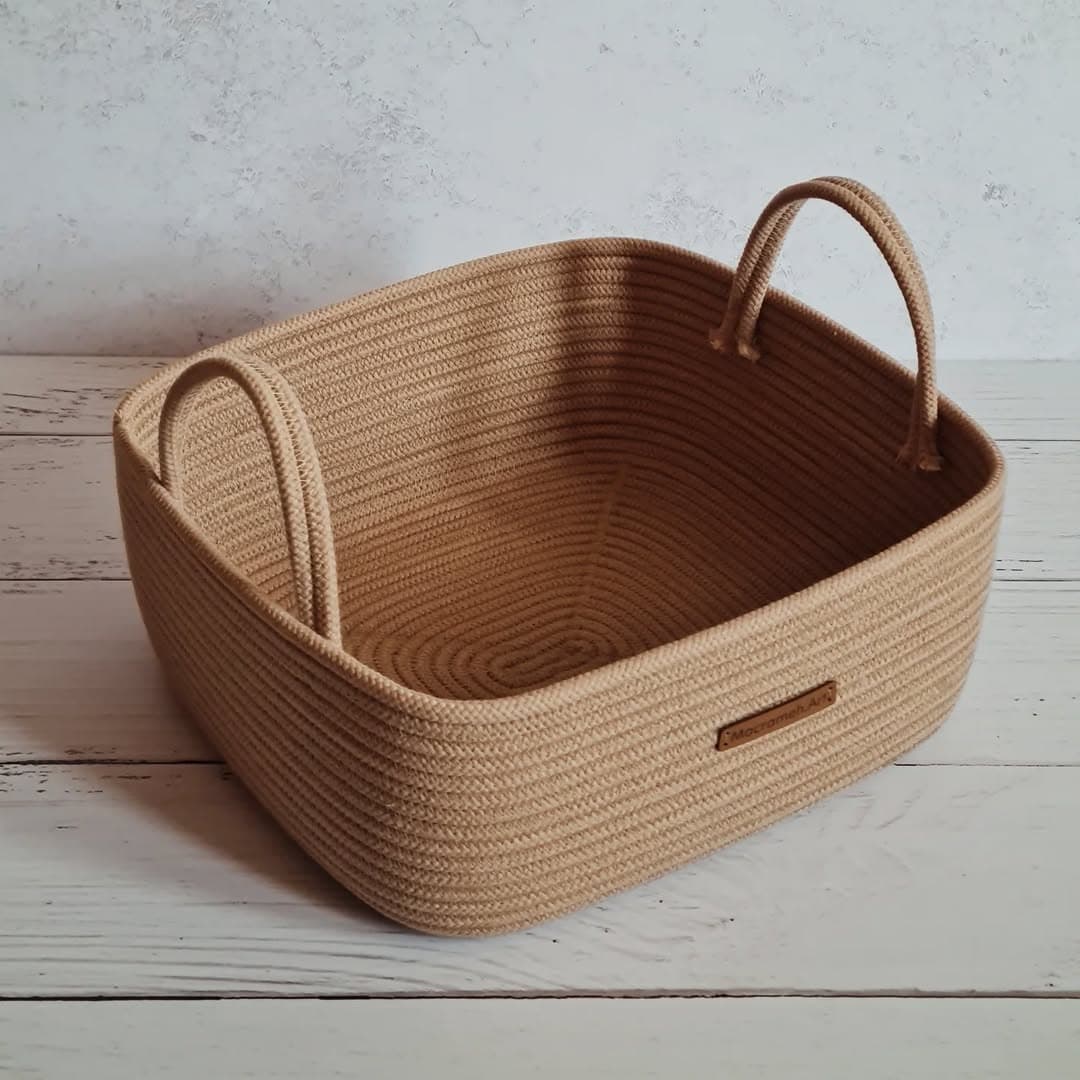 سبد نظم دهنده قیطانی دستبافت مستطیلی با دسته