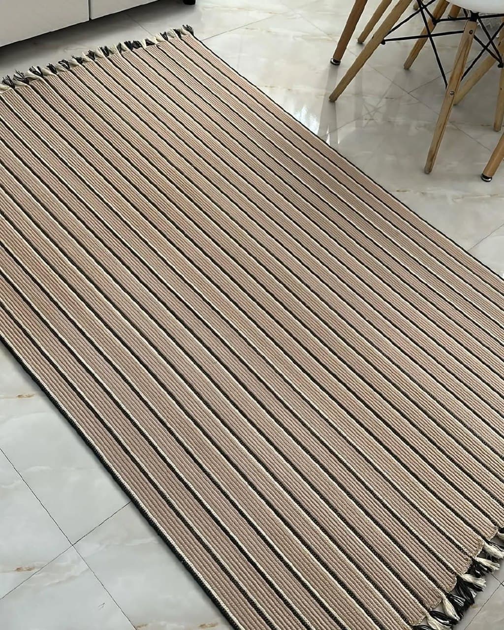 فرشینه دستباف قیطانی مدرن طرح راه راه