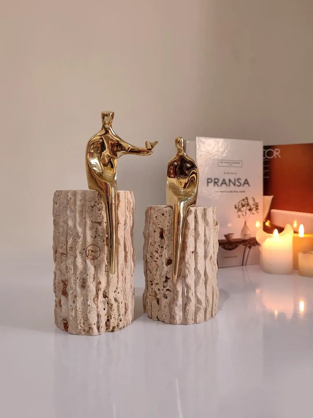 ست مجسمه دکوری دو عددی مدل Lovers با پایه سنگی