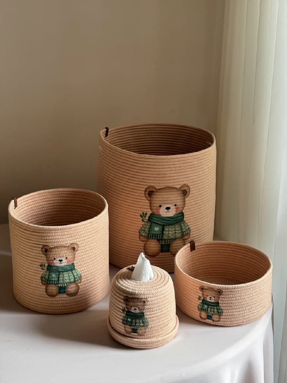 ست نظم دهنده 4 تکه اتاق کودک طرح تدی کرم