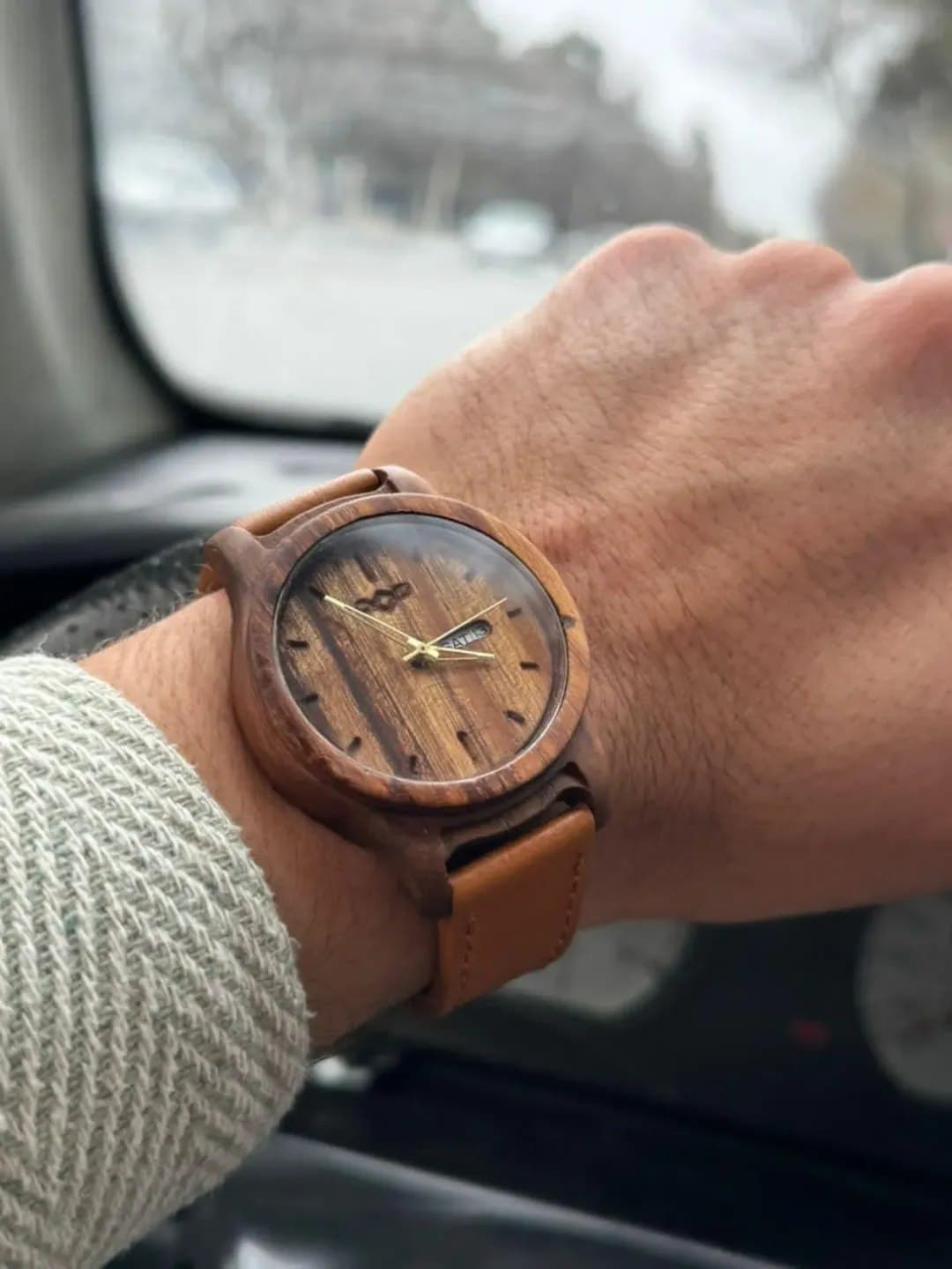 ساعت مچی چوبی یونیسکس شلتا با بند چرم