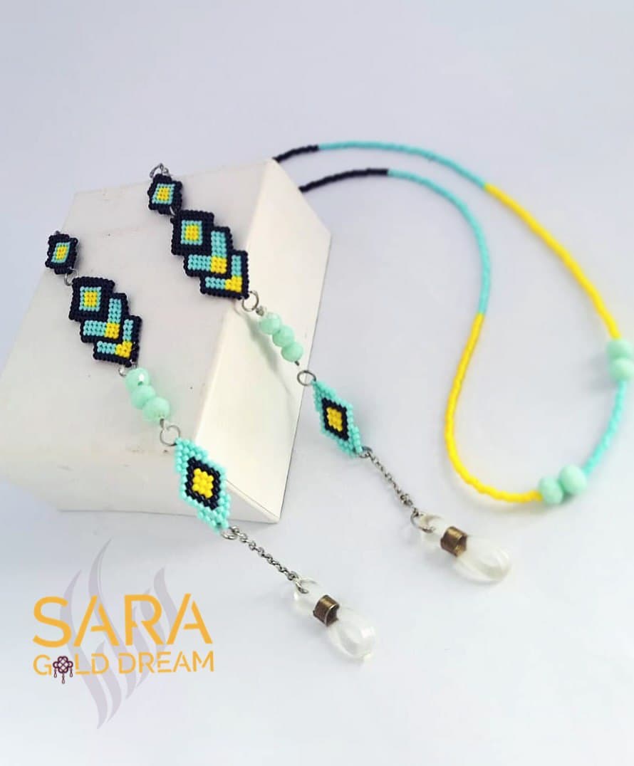 بند عینک دست ساز منجوقی میوکی طرح لوزی