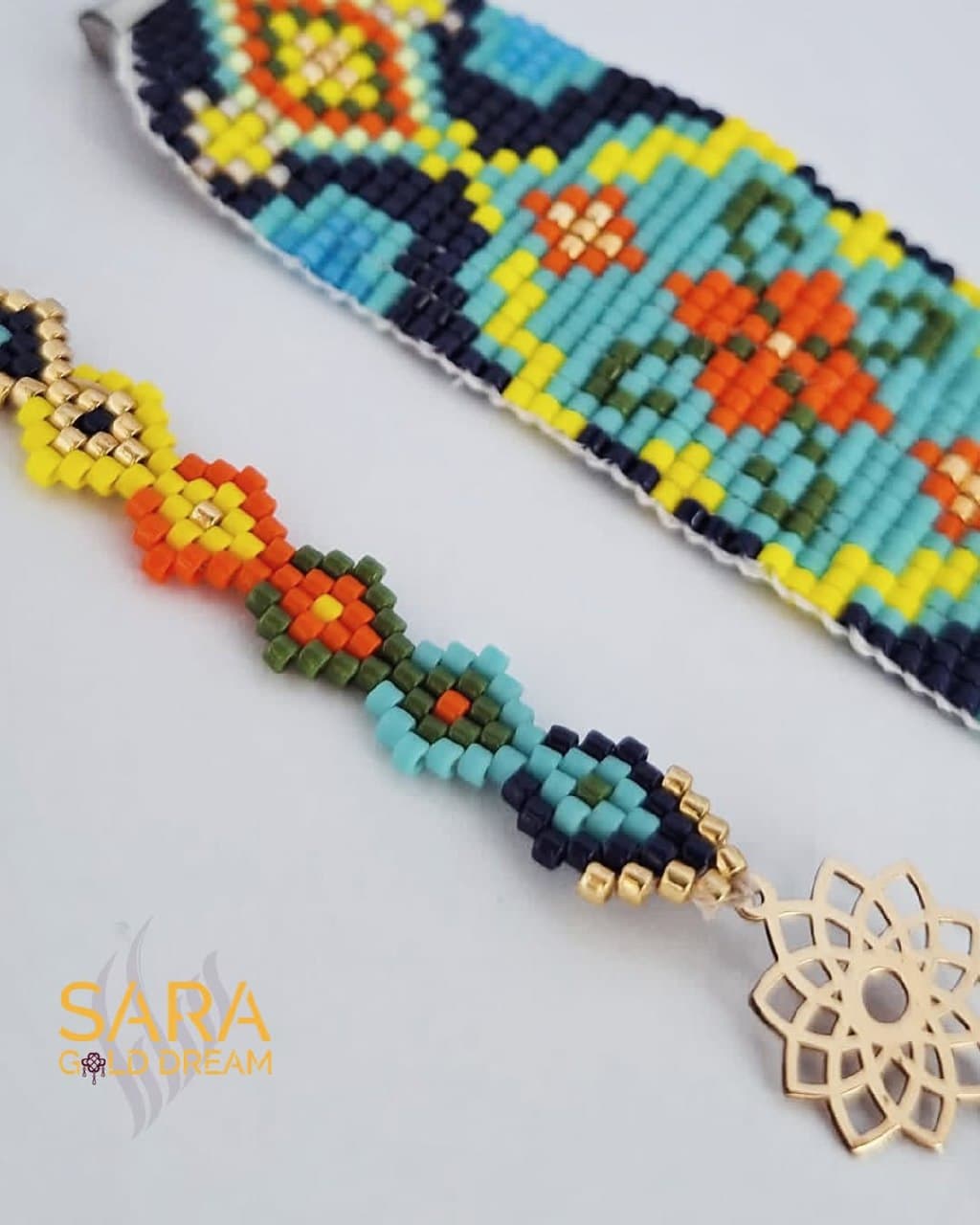 ست دستبند طلا و میوکی زنانه طرح فرش ایرانی