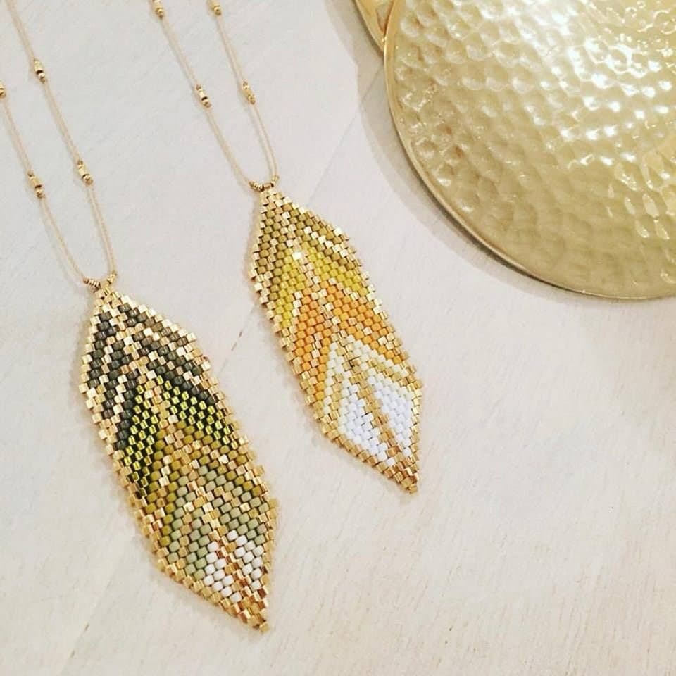 گردنبند طلا و میوکی دست ساز طرح پر