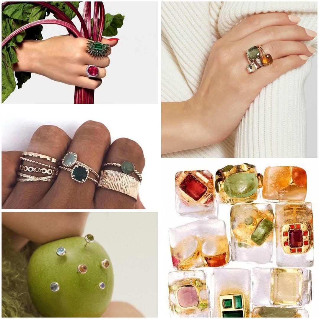 کالکشن انگشتر طلا دست ساز با سنگ های رنگی