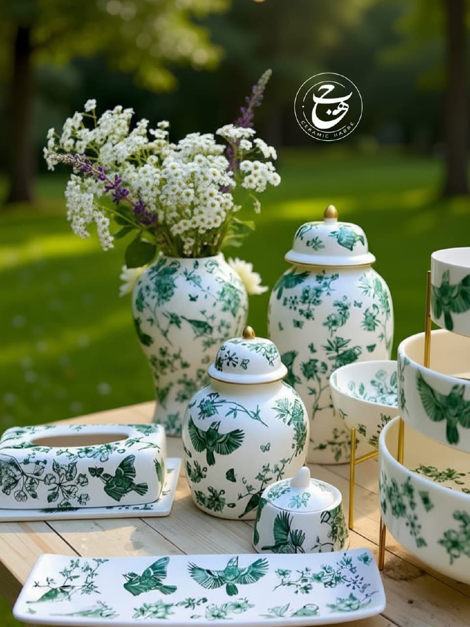 ست پذیرایی سرامیکی دست ساز طرح پرنده