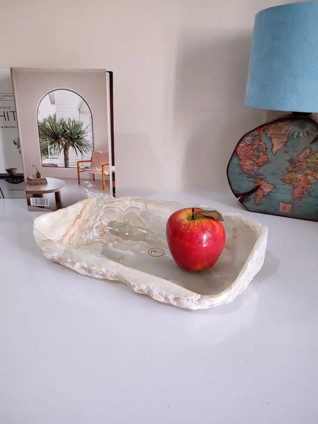 ظرف پذیرایی سنگی مرمر طبیعی طرح طاووس