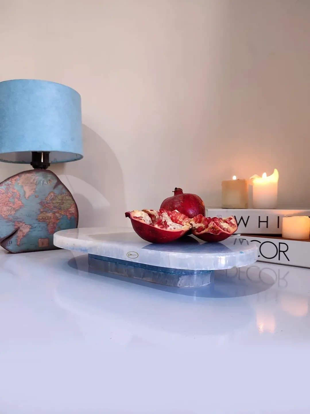 استند پذیرایی دکوری مرمر آبی طرح نیلی پرنسا