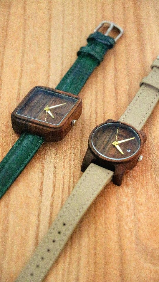 ست ساعت مچی چوبی با بند چرمی مدل وینسار (گرد) و رامان (مربع)