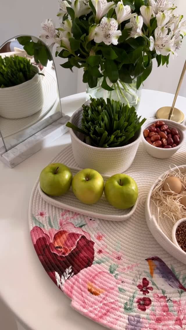 رومیزی قیطانی دست‌دوز طرح بهاران