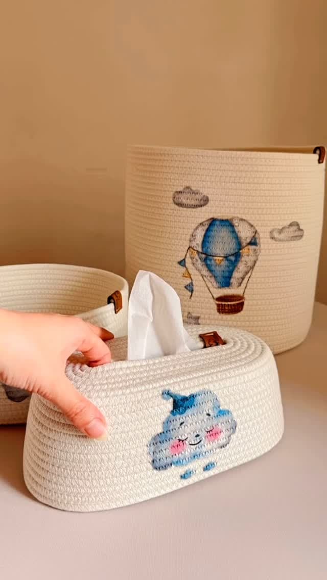 ست نظم دهنده و کاور دستمال کاغذی اتاق کودک طرح ابر و بالن