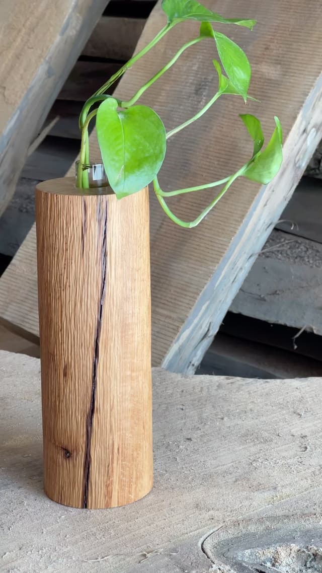 گلدان چوبی استوانه ای