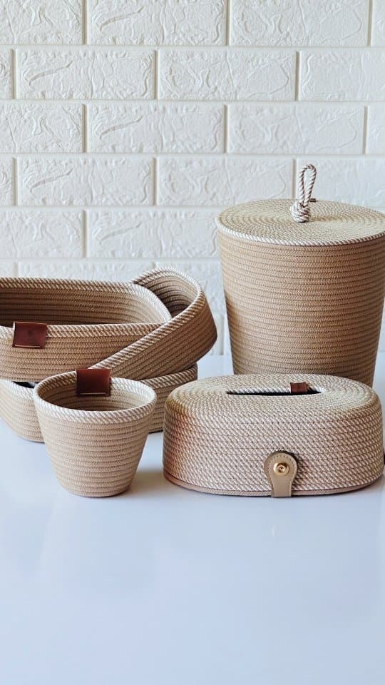 سبد مستطیل قیطون پنبه ای