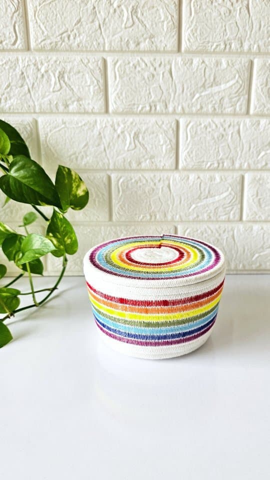 باکس نظم دهنده قیطانی درب دار طرح رنگین کمان