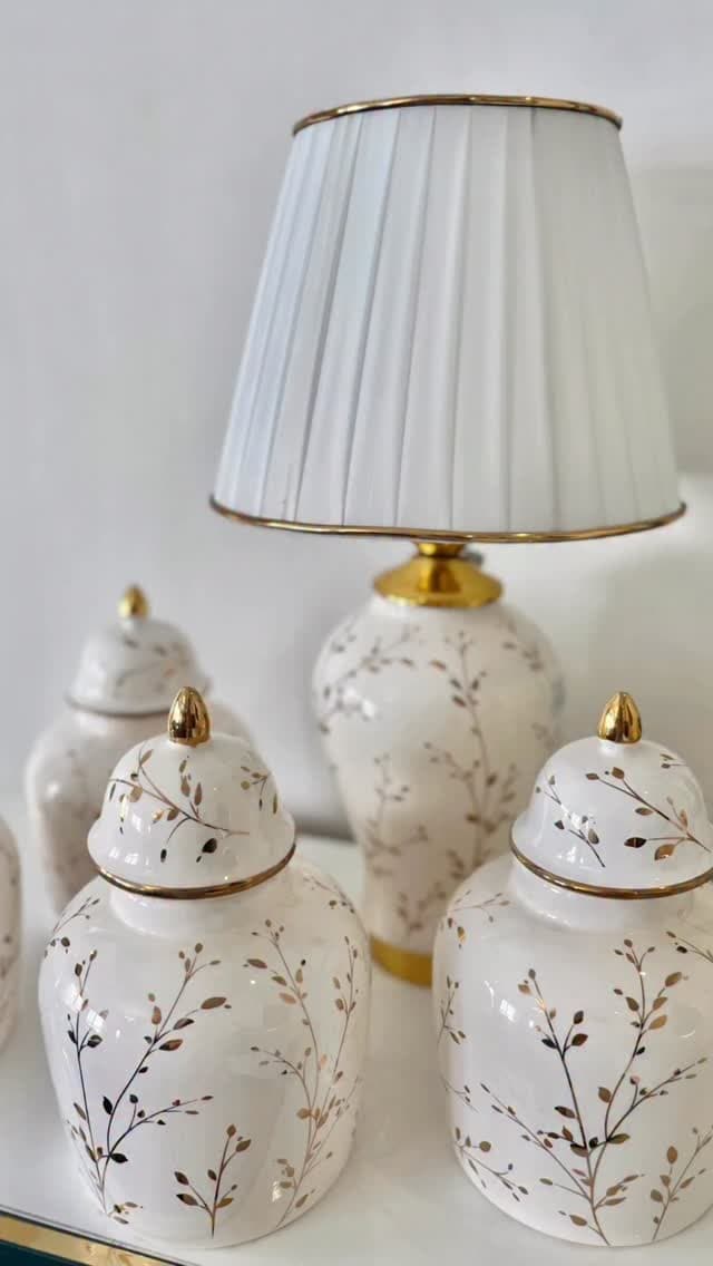 ست دکوری سرامیکی لوکس مدل شکوفه طلا