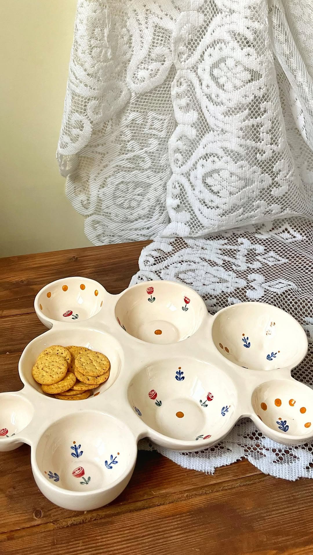 ظرف مزه خوری سرامیکی دست ساز طرح گل