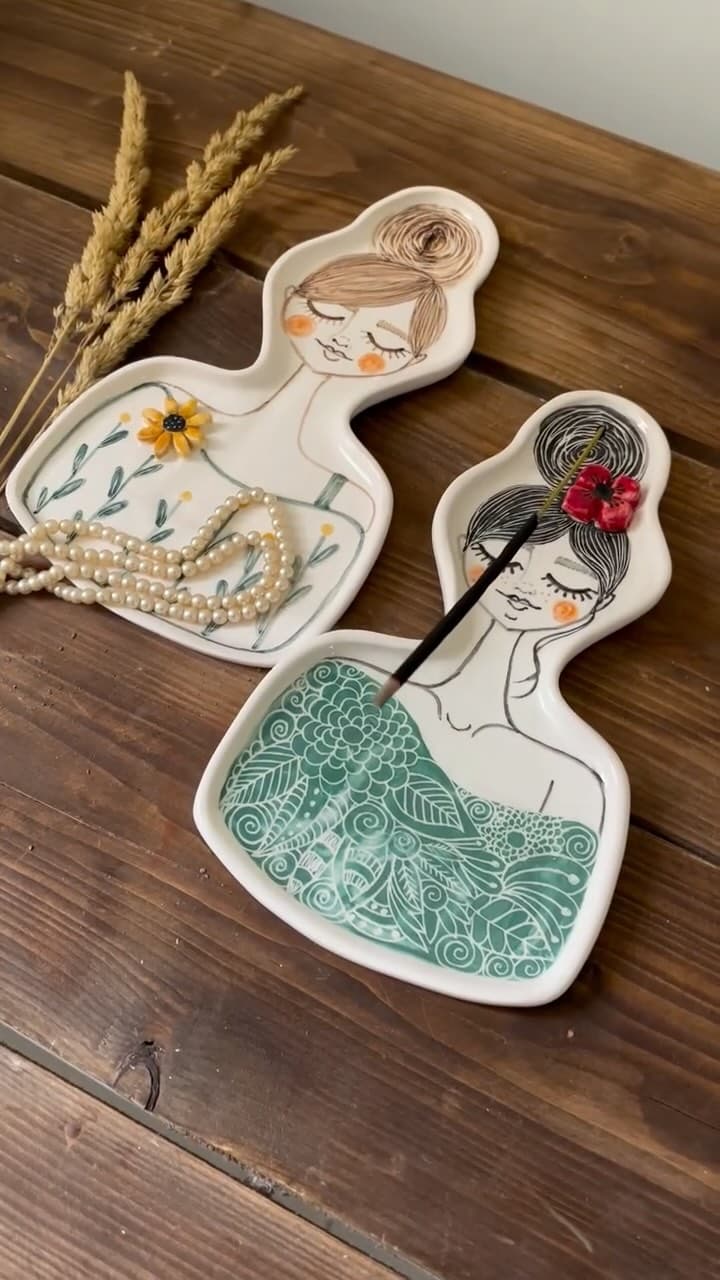 جاعودی و جاجواهری سرامیکی دستساز طرح دختر