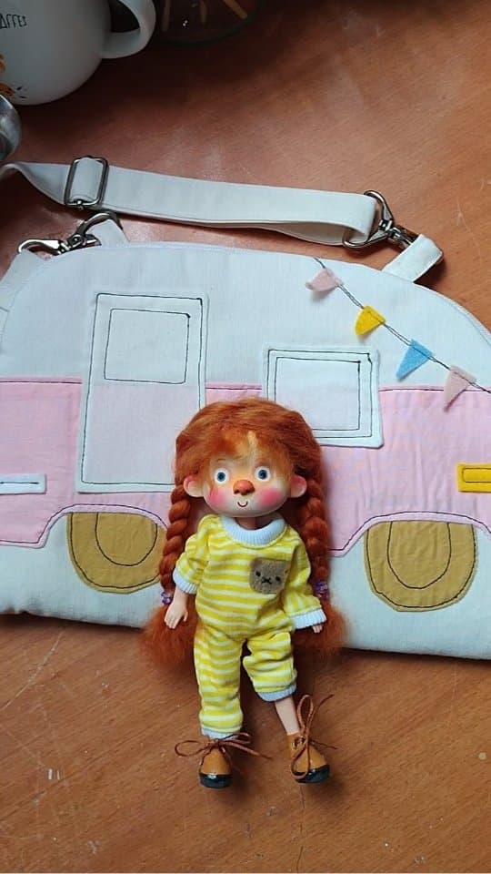 ست کیف عروسک طرح کمپر مسافرتی به همراه عروسک و اکسسوری