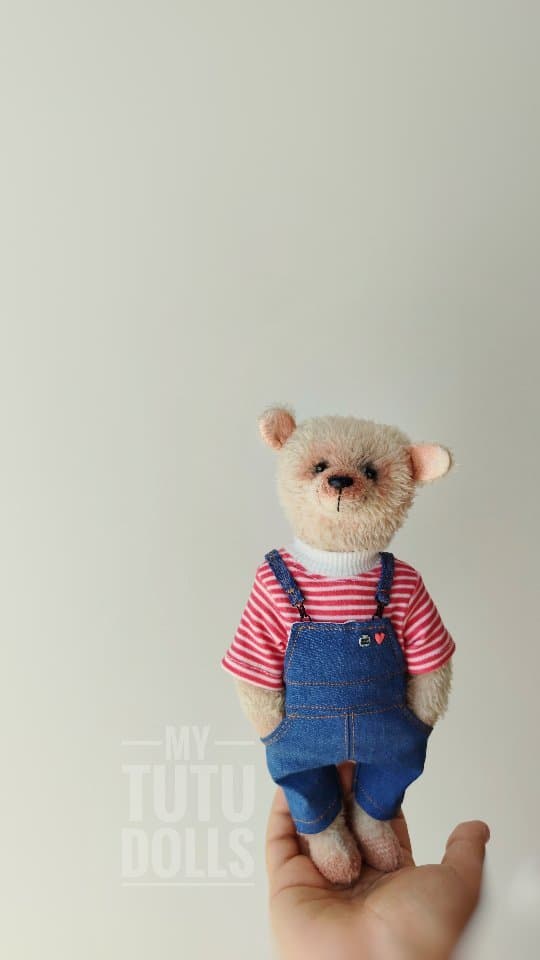 عروسک دست ساز خرس تدی با ست لباس بارانی