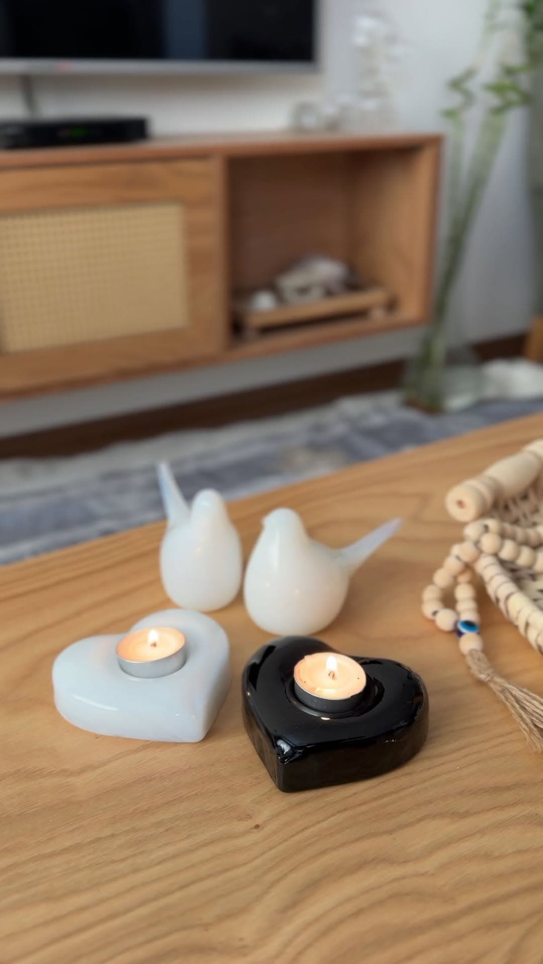 جاشمعی شیشه‌ای دست‌ساز طرح قلب