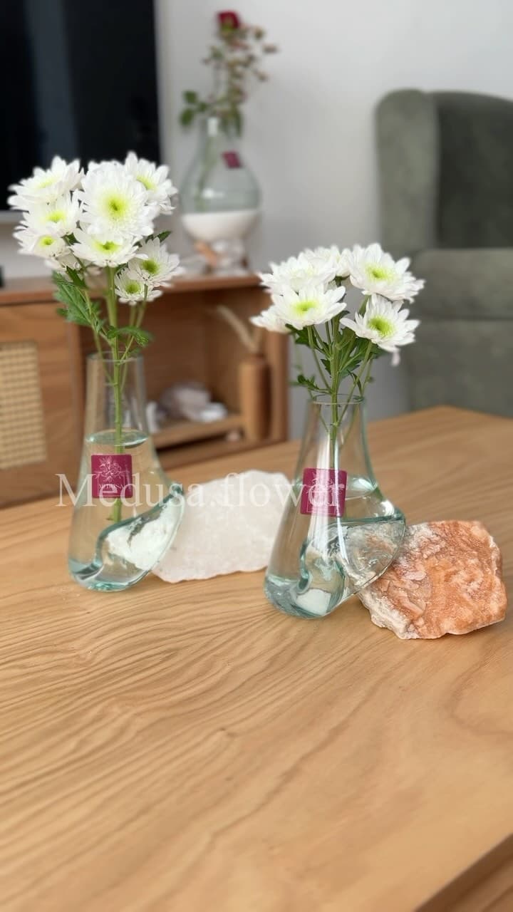 گلدان شیشه‌ای دکوراتیو مدوسا طرح ارلن کج