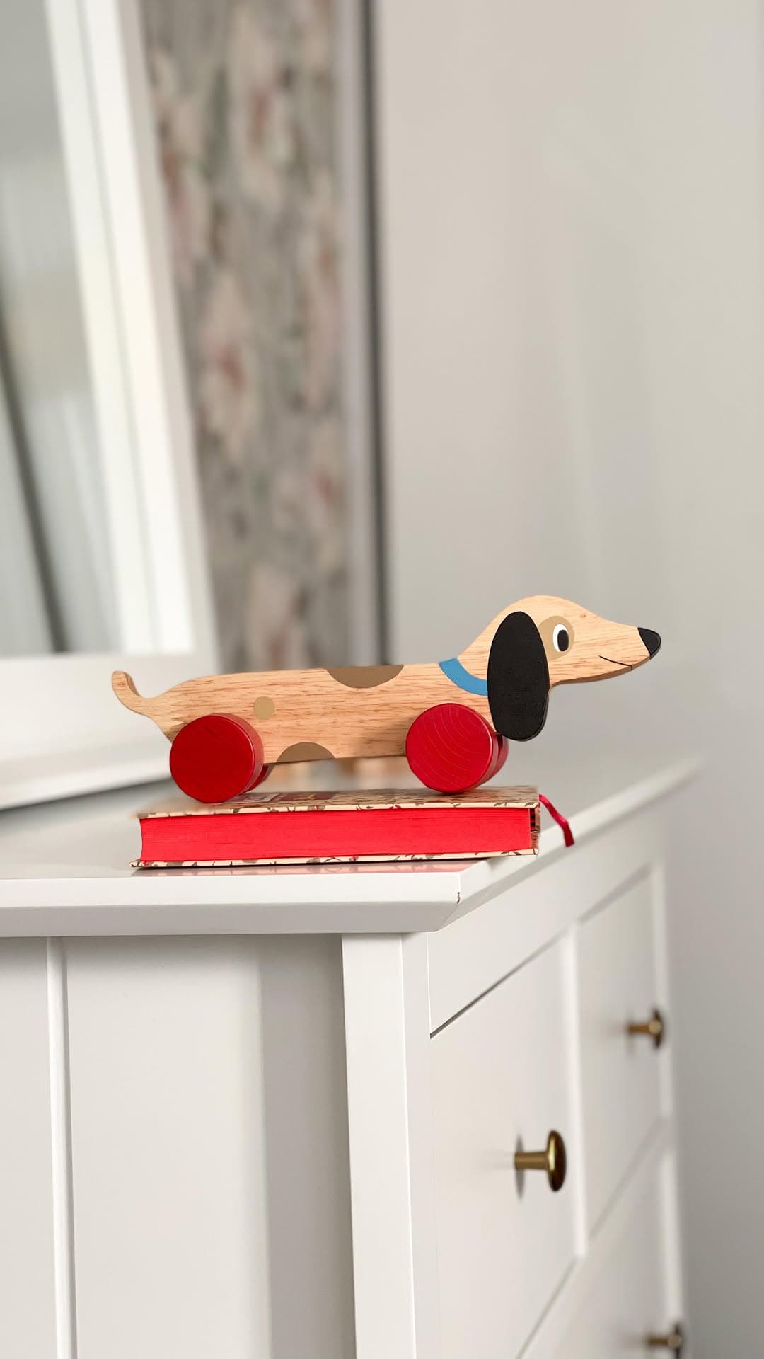 اسباب بازی چوبی سگ سوسیسی چرخدار