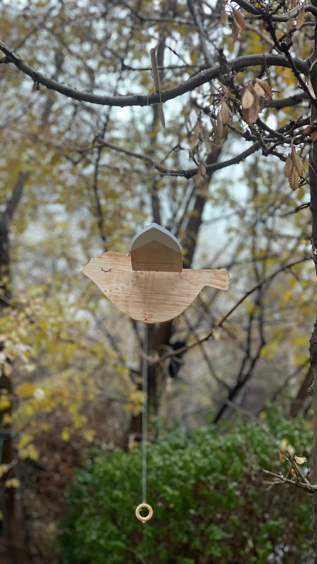 آویز چوبی اتاق کودک طرح پرنده متحرک