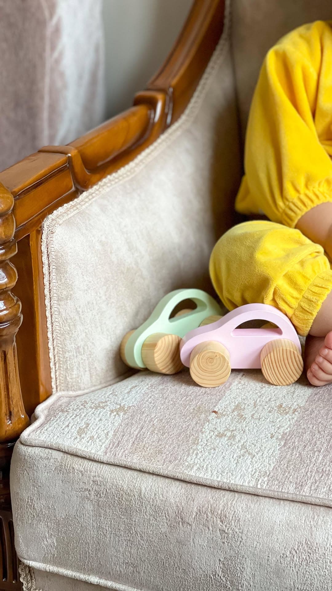 ست سه تایی ماشین چوبی اسباب بازی کودک رنگ پاستلی