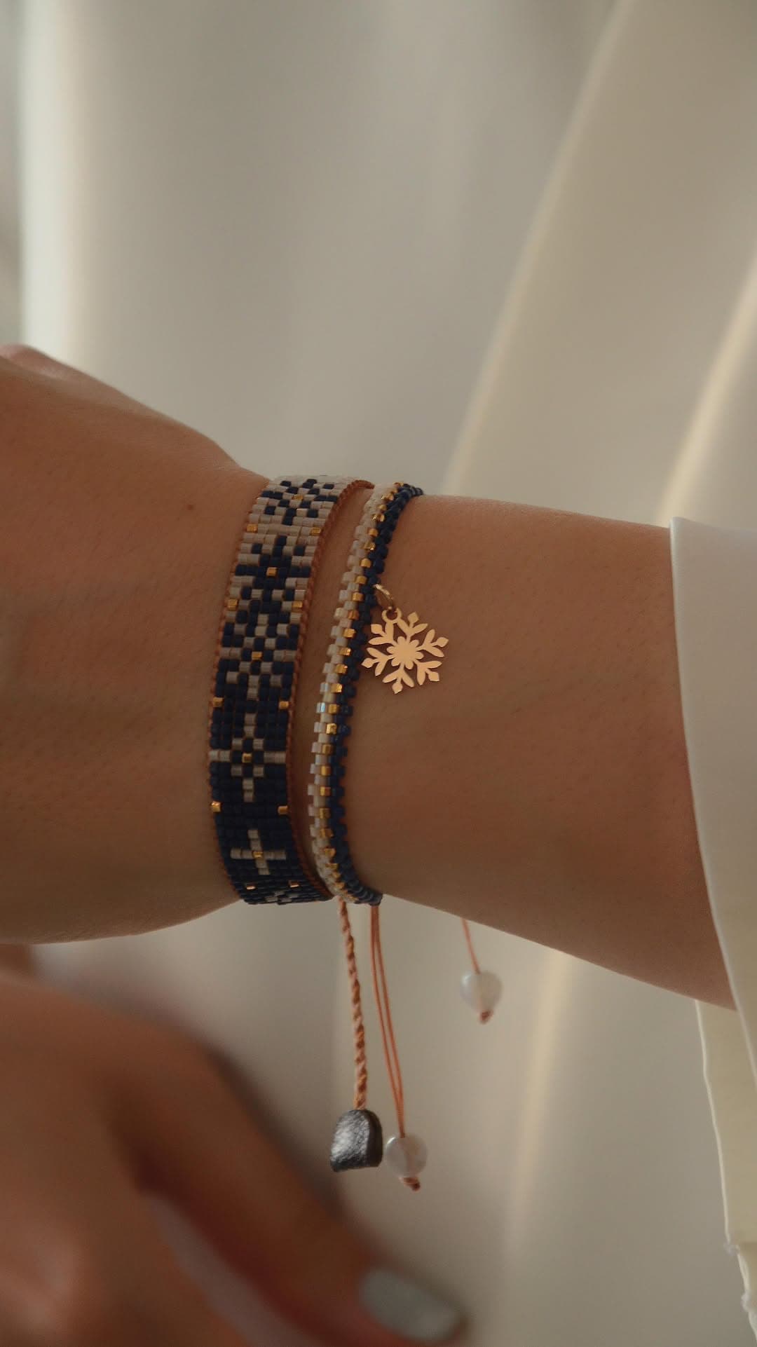 ست دستبند طلا و میوکی مدل بلور برفی