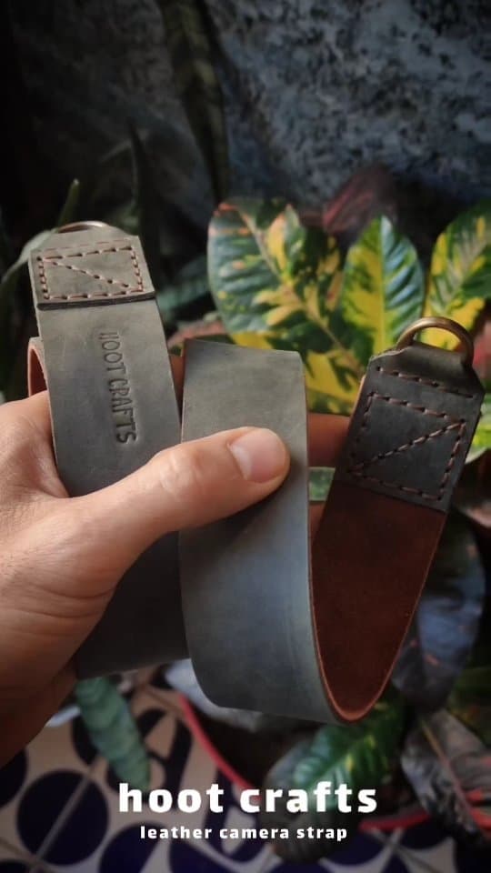 بند دوربین چرمی دست دوز Hoot Crafts