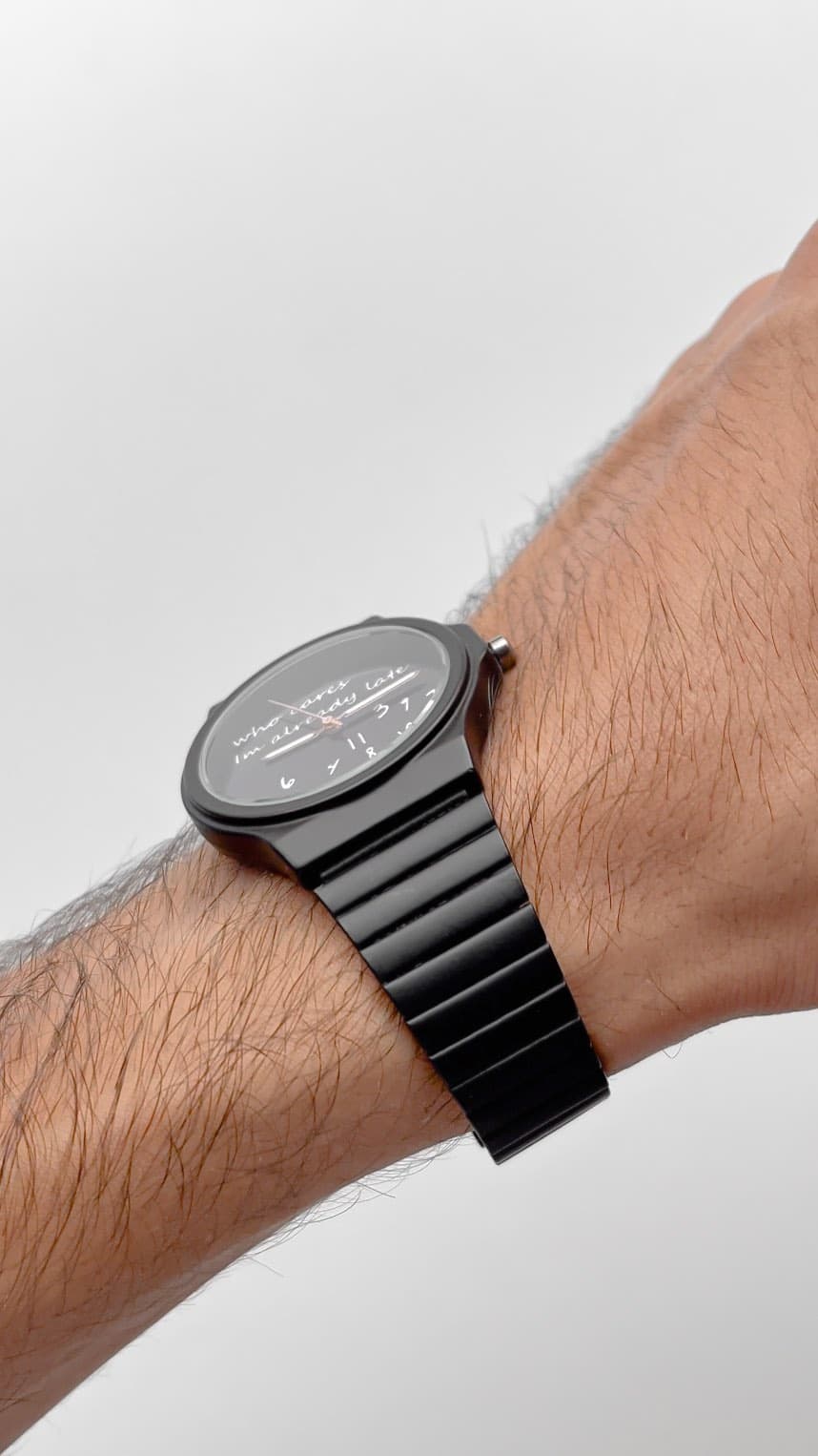 ساعت مچی فانتزی یونیسکس مدل Who Cares I'm Already Late