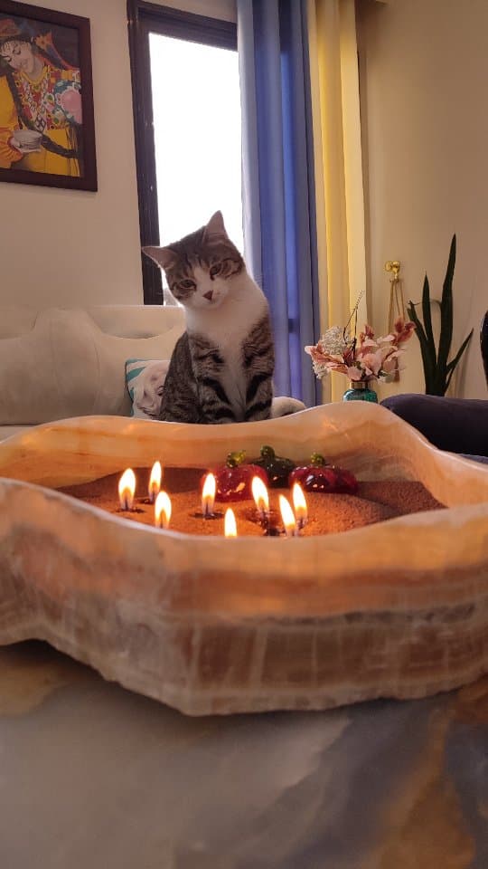 ست شمع شنی دکوراتیو مدرن با ظرف سنگ اونیکس