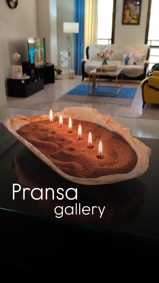 شمع پودری دکوری در ظرف طرح صدف بزرگ