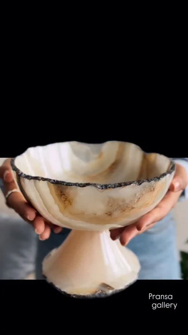 کاسه پایه دار سنگی مرمر دست ساز پرانسا